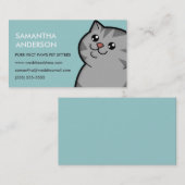 幸せな脂肪質の銀製の虎猫のパーソナライズな名刺 名刺 (正面/裏面)