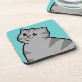 幸せな脂肪質の銀製の虎猫猫のコースター(6)の置いて下さい コースター (左側)