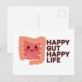 幸せな腸、幸せな生活 – かわいい笑顔の腸 シーズンポストカード (正面/裏面)