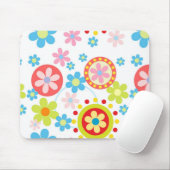 幸せな花および点 マウスパッド (マウス)