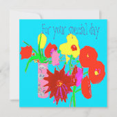 幸せな花が付いているハッピーバースデーの挨拶状 カード (正面)