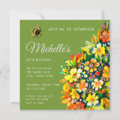 幸せな花と蜂の招待状 招待状 (正面)