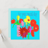 幸せな花のハッピーバースデーグリーティングカード カード (正面/裏面インサイチュ)