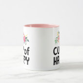 幸せな花のマグのピンクのハンドルのコップ マグカップ (中央)