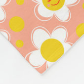 幸せな花 – ピンク フリースブランケット (角)