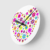 幸せな花 ラウンド壁時計 (傾斜)