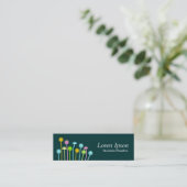 幸せな花(深緑色) スキニー名刺 (スタンド正面)