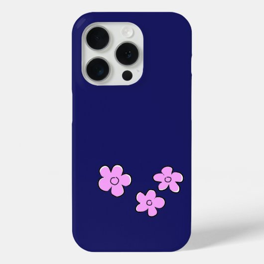 幸せな花 – 濃い青の上にピンク Case-Mate iPhoneケース (裏面)