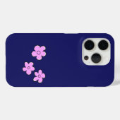 幸せな花 – 濃い青の上にピンク Case-Mate iPhoneケース (裏面 (横))