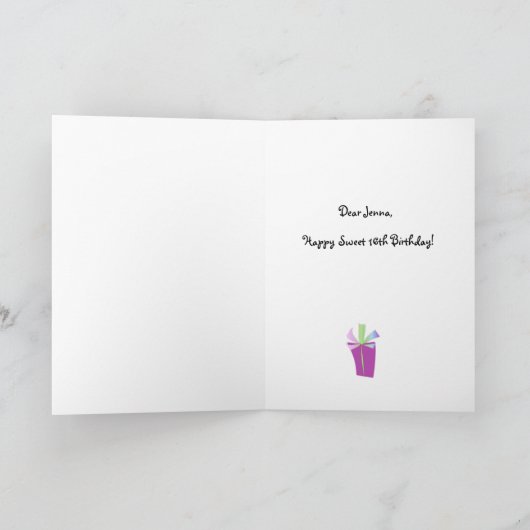 幸せな菓子16のリボンおよび弓誕生日 招待状 (内部)