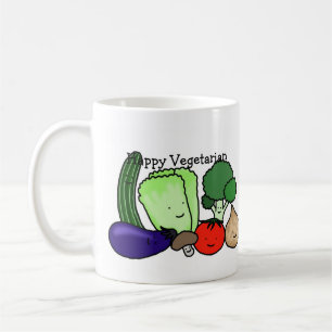 幸せな菜食主義のかわいくカラフルな野菜のマグのコップ コーヒーマグカップ