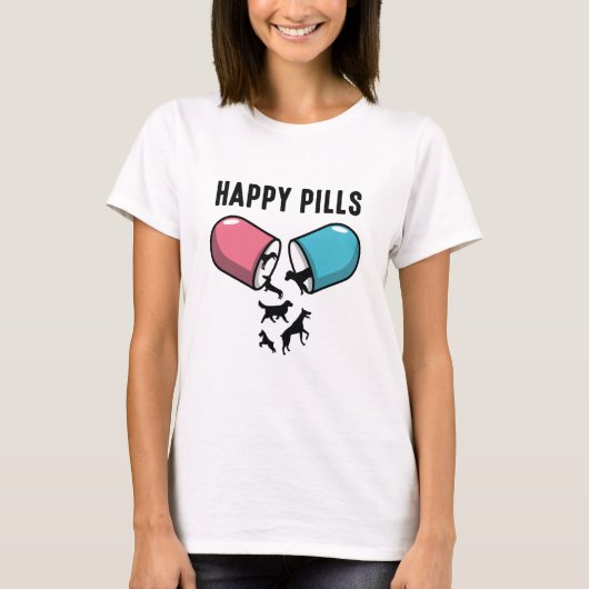 幸せな薬の犬 Tシャツ (正面)