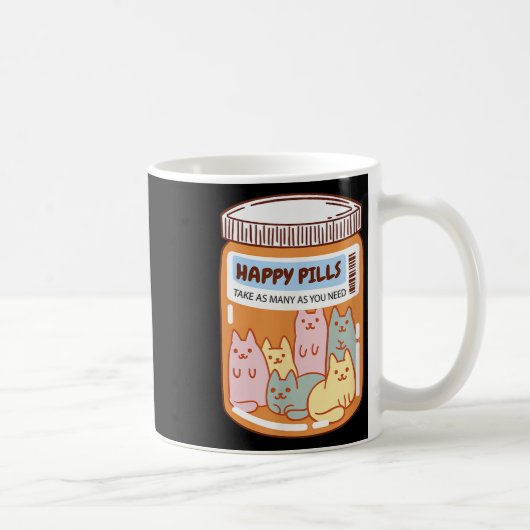 幸せな薬の猫 - 可愛いメンタルヘルスの猫愛好家ギフト コーヒーマグカップ (右)