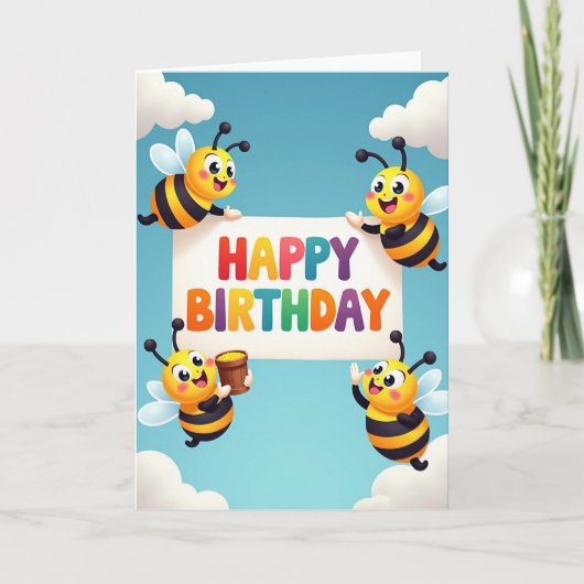 幸せな虫の誕生日カード カード (正面)