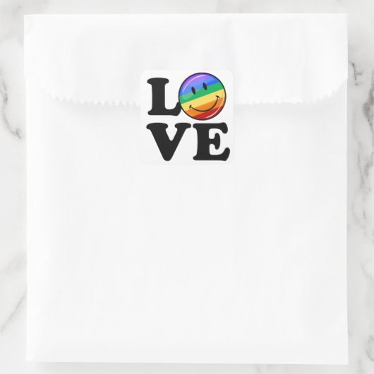 幸せな虹の旗のゲイLGBTとの愛 スクエアシール (バッグ)