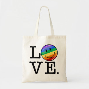 幸せな虹の旗のゲイLGBTとの愛 トートバッグ