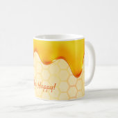幸せな蜂の巣のパターンと滴る蜂蜜 コーヒーマグカップ (正面右)