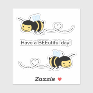 幸せな蜂はBEEutiful (美しい)日を過します シール