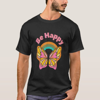 幸せな蝶々 ヒッピーピースマーク ヨガ ヒッピーズ Tシャツ
