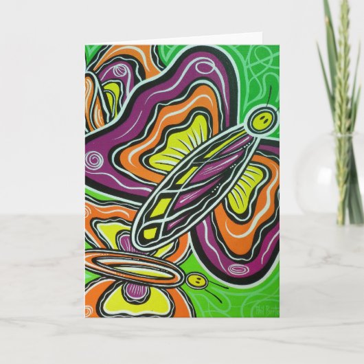 幸せな蝶空白のな挨拶状 カード (正面)