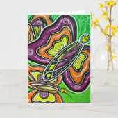 幸せな蝶空白のな挨拶状 カード (黄色い花)