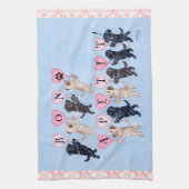 幸せな行進にラブラドールの絵を描くこと キッチンタオル (縦)