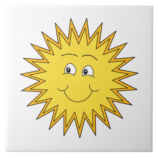 幸せな表面との黄色い夏日曜日 タイル (正面)