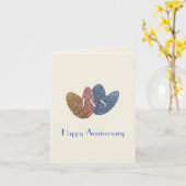 幸せな記念日のかわいいデニムのハート カード (黄色い花)