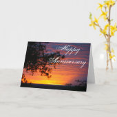 幸せな記念日のクロテンの日没 カード (黄色い花)