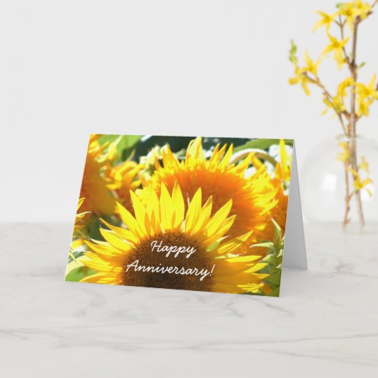 幸せな記念日のヒマワリの挨拶状 カード (黄色い花)
