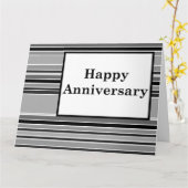 幸せな記念日の灰色のストライプの カード (黄色い花)