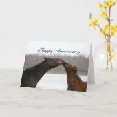 幸せな記念日カードキスをするな馬の写真 カード (黄色い花)