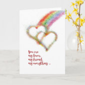 幸せな記念日、妻、レズビアン、虹、ハート カード (黄色い花)