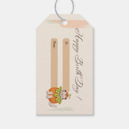 幸せな誕生の日あいさつ猫ピンク ギフトタグ