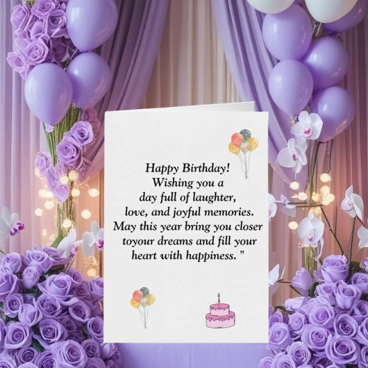 幸せな誕生日のお祝いの言葉 o 箔グリーティングカード