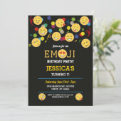 幸せな誕生日のEmojiのおもしろいの誕生日の子供 招待状 (スタンド正面)
