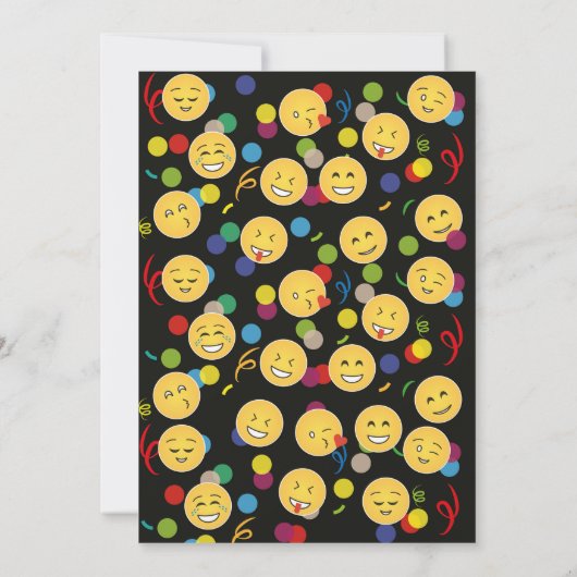 幸せな誕生日のEmojiのおもしろいの誕生日の子供 招待状 (裏面)