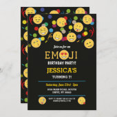 幸せな誕生日のEmojiのおもしろいの誕生日の子供 招待状 (正面/裏面)