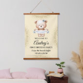 幸せな誕生日を迎えるかわいいテディベア 吊り下げ型タペストリー (寝室)