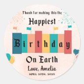 幸せな誕生日オンアースマジカル誕生日 ラウンドシール (正面)