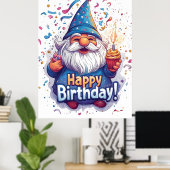 幸せな誕生日グノーム: 奇想天外な誕生日デザイン ポスター (ホームオフィス)