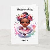 幸せな誕生日バレリーナカラーリングページガールズ カード (正面)