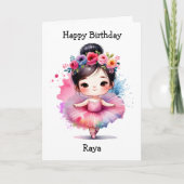 幸せな誕生日バレリーナカラーリングページガールズ カード (正面)