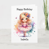 幸せな誕生日バレリーナカラーリングページガールズ カード (正面)