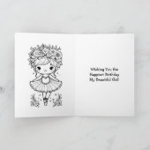 幸せな誕生日バレリーナカラーリングページガールズ カード (内部)