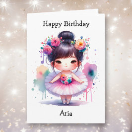 幸せな誕生日バレリーナカラーリングページガールズ カード