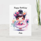 幸せな誕生日バレリーナカラーリングページガールズ カード (正面)
