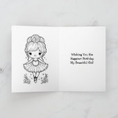 幸せな誕生日バレリーナカラーリングページガールズ カード (内部)