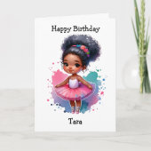 幸せな誕生日バレリーナカラーリングページガールズ カード (正面)
