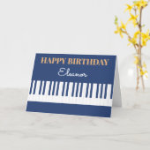 幸せな誕生日ピアノキーボード音楽 カード (黄色い花)